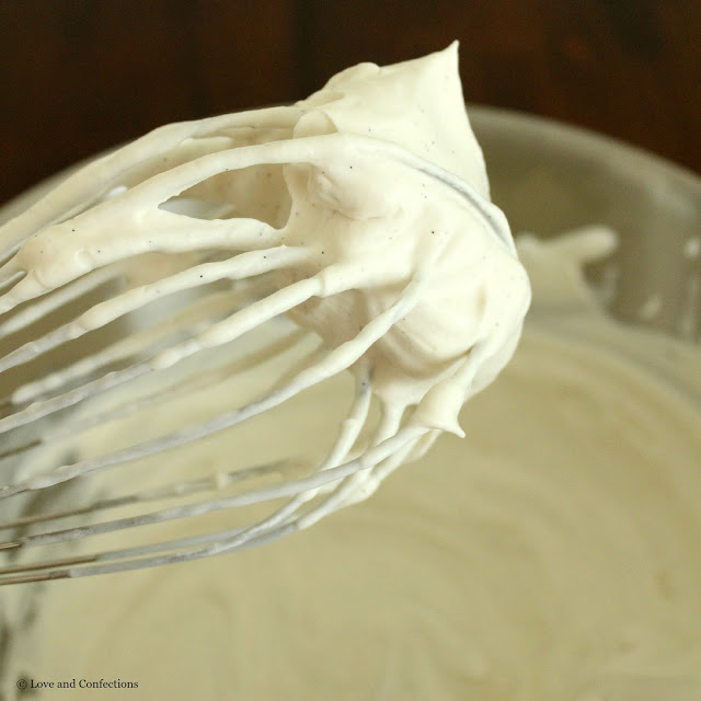 Vanilla Bean Bourbon Whipped Cream from LoveandConfections.com