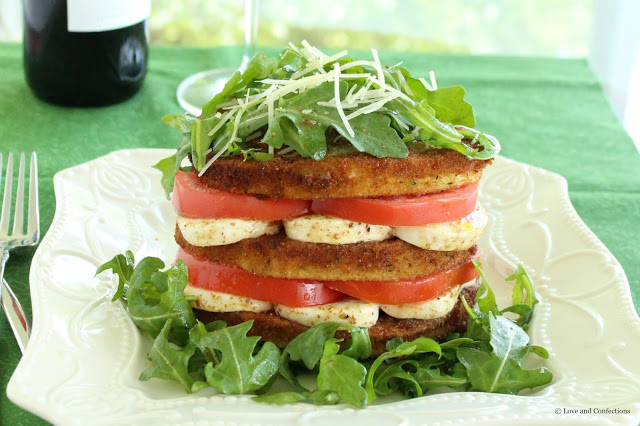 Eggplant, Tomato and Mozzarella Stack from LoveandConfections.com #FWCon #WisconsinCheese