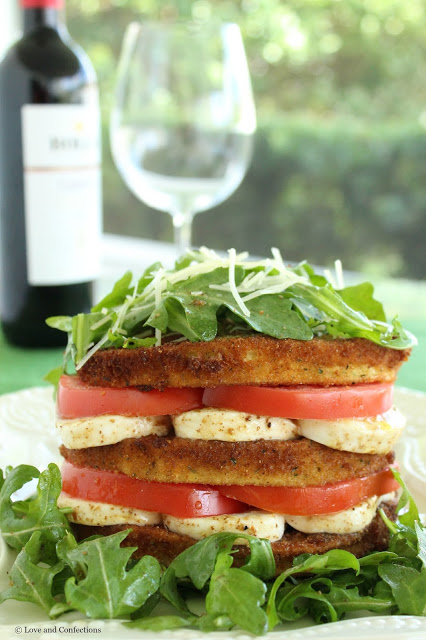 Eggplant, Tomato and Mozzarella Stack from LoveandConfections.com #FWCon #WisconsinCheese