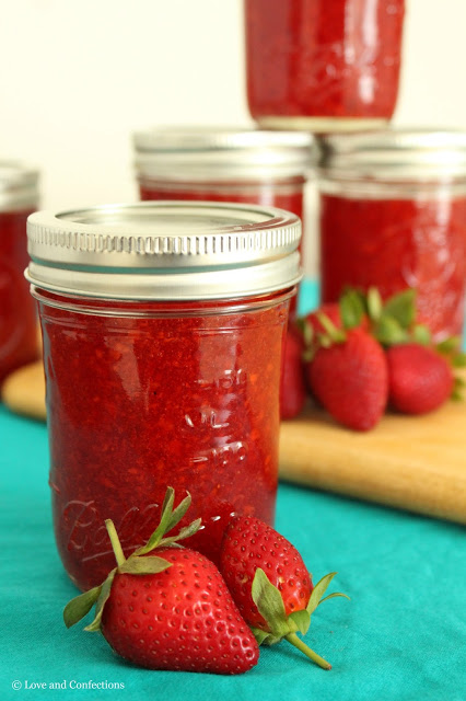 Strawberry Freezer Jam from LoveandConfections.com