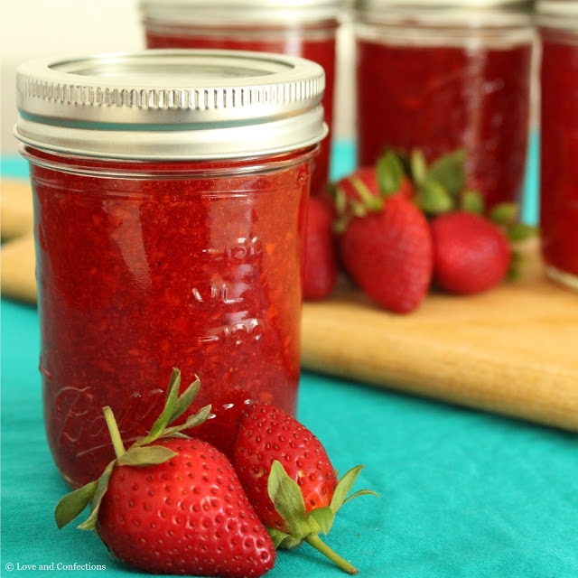 Strawberry Freezer Jam from LoveandConfections.com