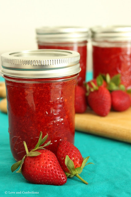 Strawberry Freezer Jam from LoveandConfections.com