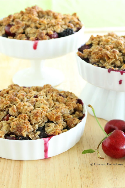 Gluten-Free Blackberry, Blueberry and Cherry Crisp from LoveandConfections.com