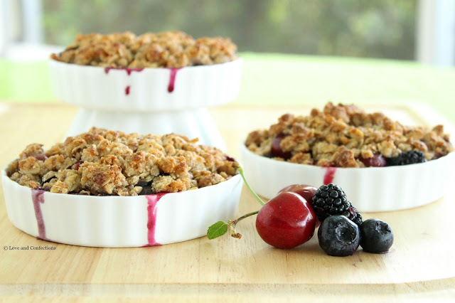 Gluten-Free Blackberry, Blueberry and Cherry Crisp from LoveandConfections.com