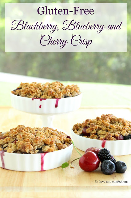 Gluten-Free Blackberry, Blueberry and Cherry Crisp from LoveandConfections.com