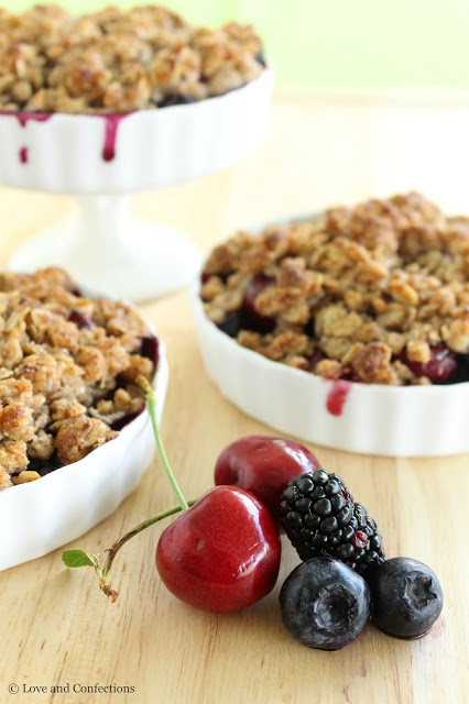 Gluten-Free Blackberry, Blueberry and Cherry Crisp from LoveandConfections.com