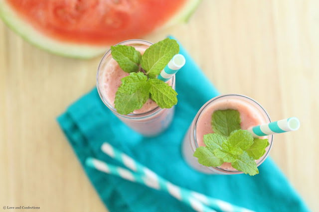 Strawberry Watermelon Smoothie from LoveandConfections.com #LnCSmoothieSaturdays