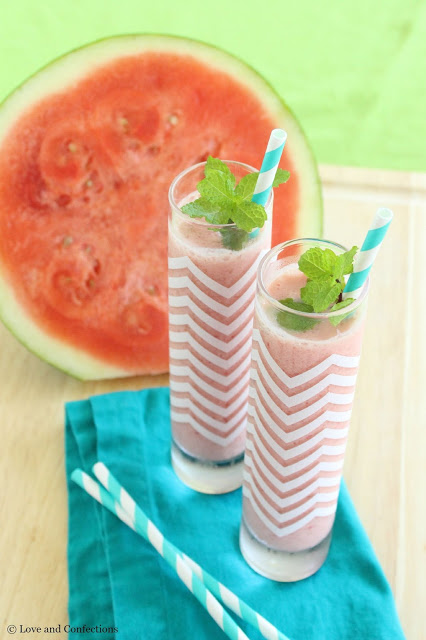 Strawberry Watermelon Smoothie from LoveandConfections.com #LnCSmoothieSaturdays