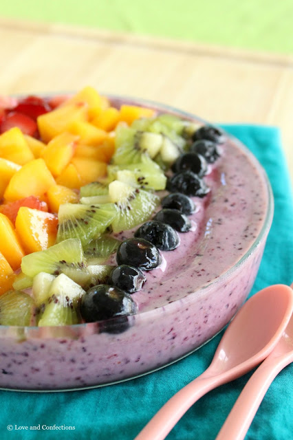 Rainbow Smoothie Bowl from LoveandConfections.com #LnCSmoothieSaturdays