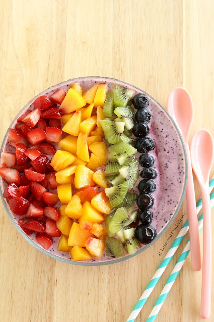 Rainbow Smoothie Bowl from LoveandConfections.com #LnCSmoothieSaturdays