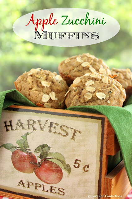 Apple Zucchini Muffins from LoveandConfections.com #MuffinMonday