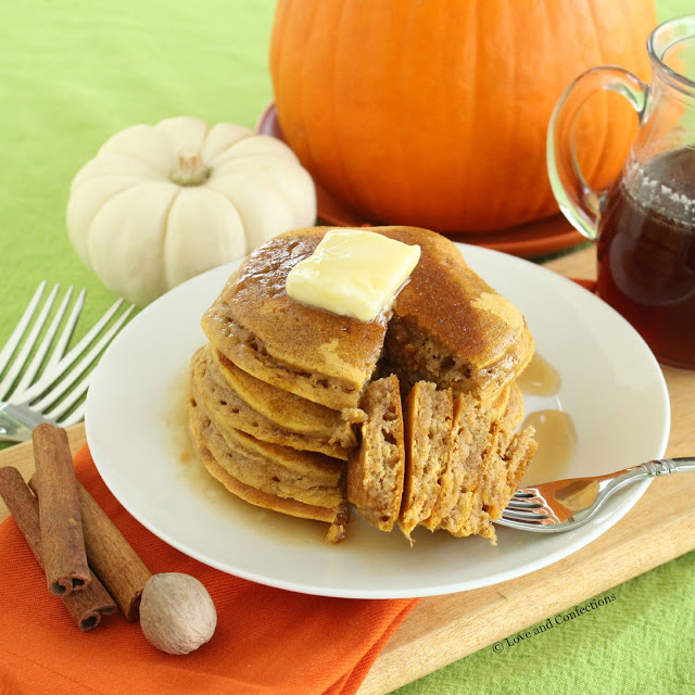 Pumpkin Pancakes with Bourbon Maple Syrup from LoveandConfections.com #PumpkinWeek