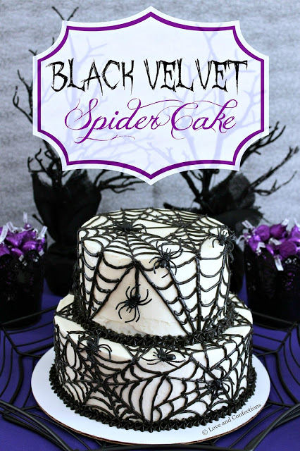 Black Velvet Spider Cake from LoveandConfections.com