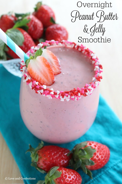 Overnight Peanut Butter and Jelly Smoothie from LoveandConfections.com
