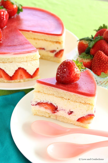 Strawberry Fraisier from LoveandConfections.com #SundaySupper