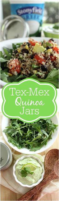 Tex-Mex Quinoa Jars from Loveandconfections.com #StonyfieldBlogger 
