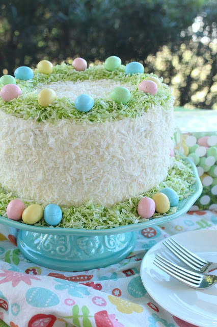 Easter Lemon Coconut Cream Cake by LoveandConfections.com