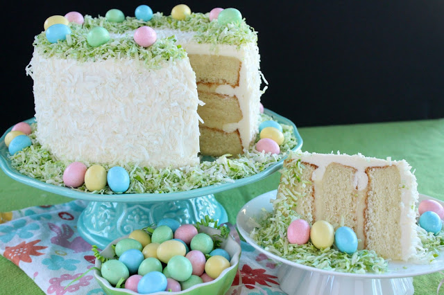 Easter Lemon Coconut Cream Cake by LoveandConfections.com