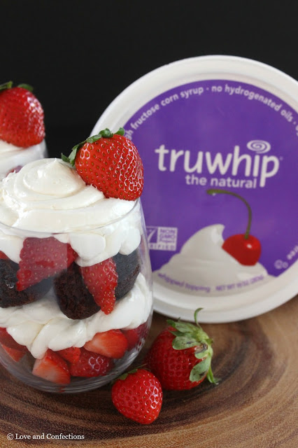 Truwhip Strawberry Brownie Trifle from LoveandConfections.com