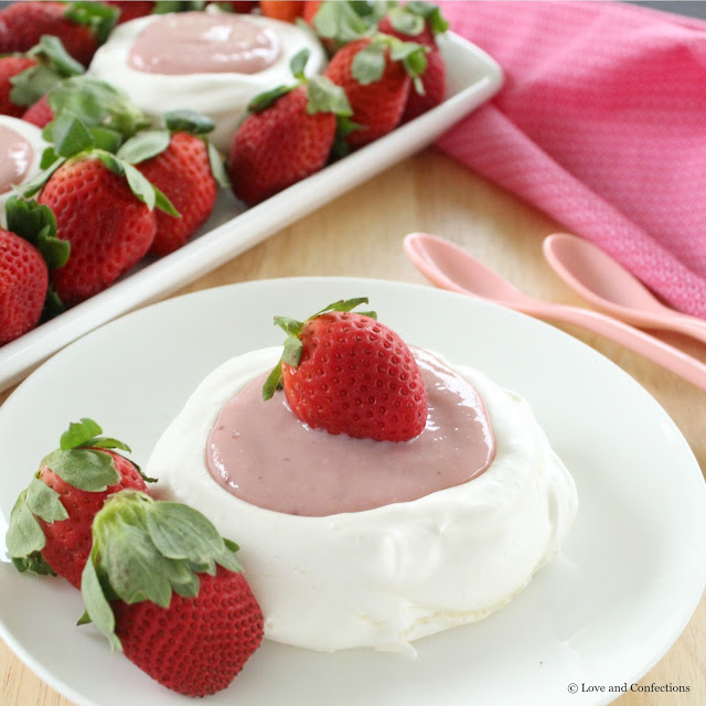 Pavlova with Strawberry Curd from LoveandConfections.com #SundaySupper