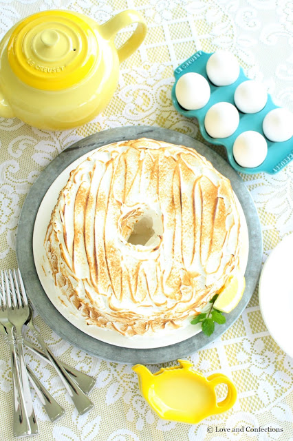 Lemon Meringue Angel Food Cake from LoveandConfections.com #BrunchWeek