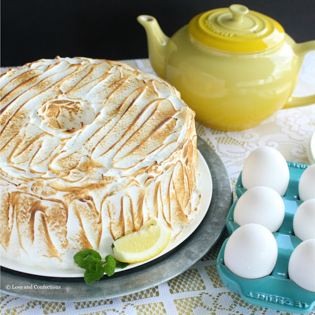 Lemon Meringue Angel Food Cake from LoveandConfections.com #BrunchWeek