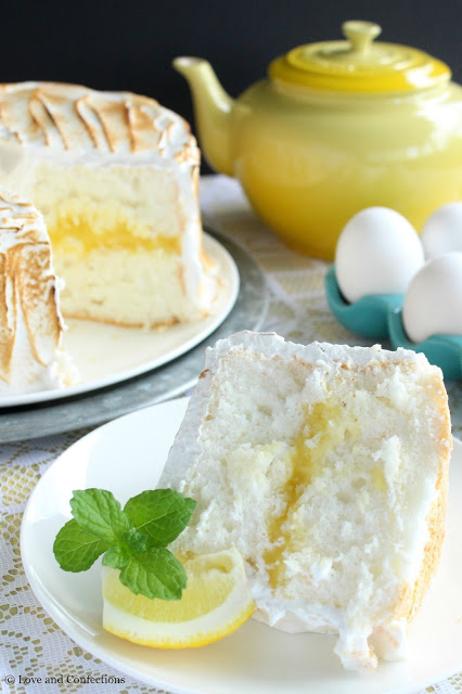 Lemon Meringue Angel Food Cake from LoveandConfections.com #BrunchWeek