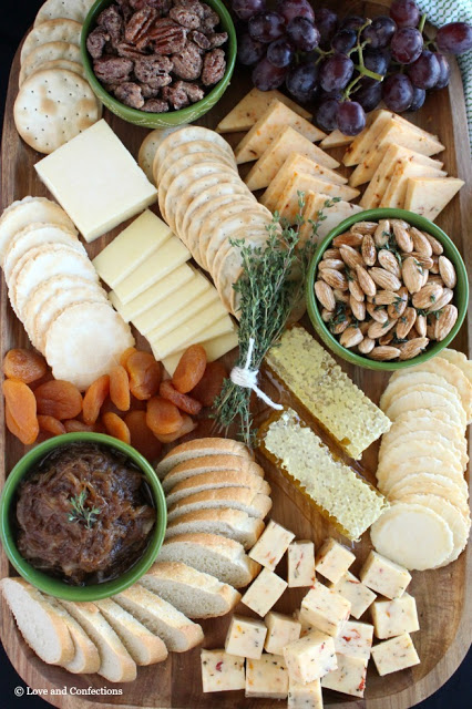 The Perfect Cheddar Cheese Board with Balsamic Onion Jam by LoveandConfections.com #BrunchWeek