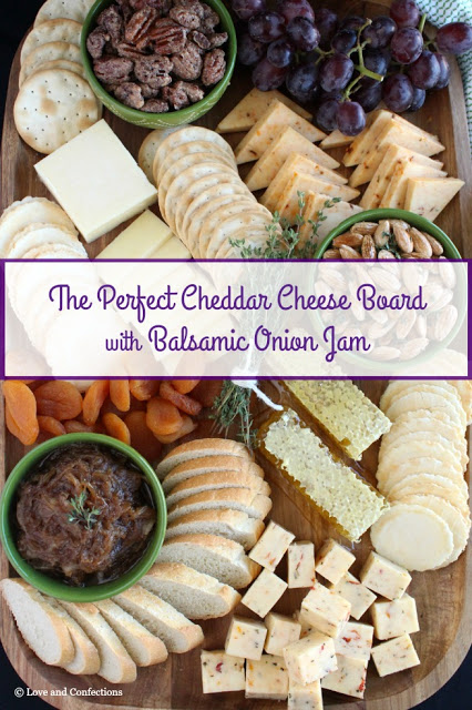 The Perfect Cheddar Cheese Board with Balsamic Onion Jam by LoveandConfections.com #BrunchWeek