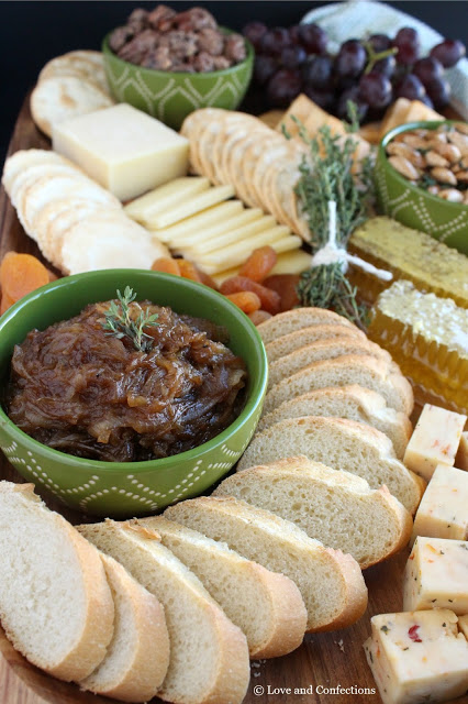 The Perfect Cheddar Cheese Board with Balsamic Onion Jam by LoveandConfections.com #BrunchWeek