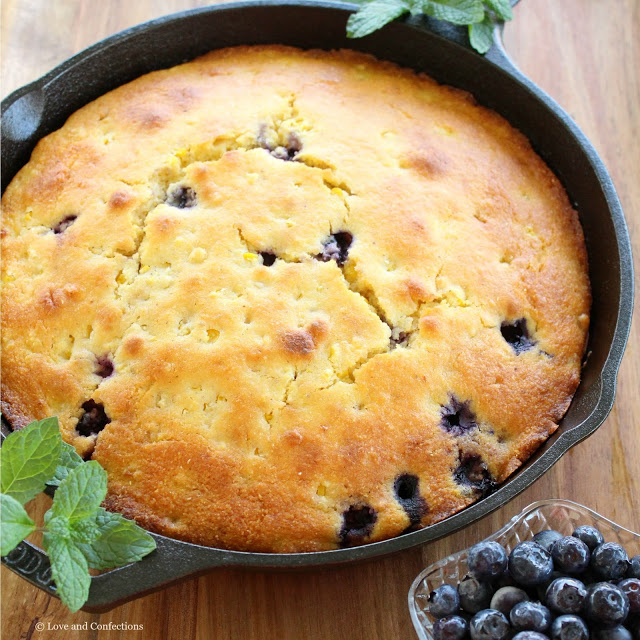 Skillet Sweet Corn Blueberry Cornbread from LoveandConfections.com #FreshFromFlorida #IC (ad)