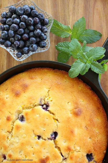 Skillet Sweet Corn Blueberry Cornbread from LoveandConfections.com #FreshFromFlorida #IC (ad)