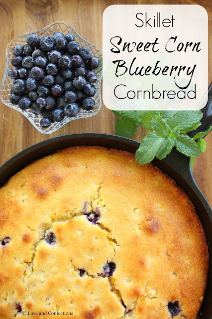 Skillet Sweet Corn Blueberry Cornbread from LoveandConfections.com #FreshFromFlorida #IC (ad)