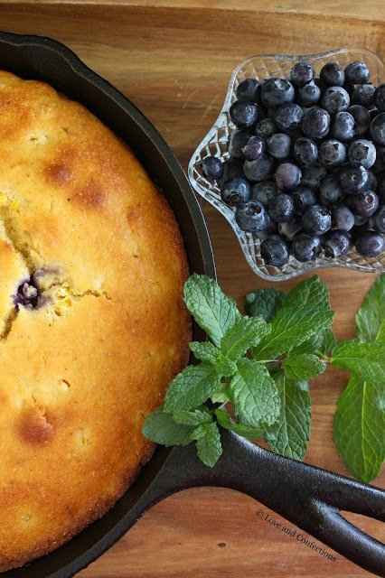 Skillet Sweet Corn Blueberry Cornbread from LoveandConfections.com #FreshFromFlorida #IC (ad)