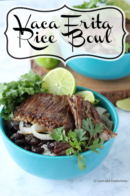 Vaca Frita Rice Bowl by LoveandConfections.com #SundaySupper 