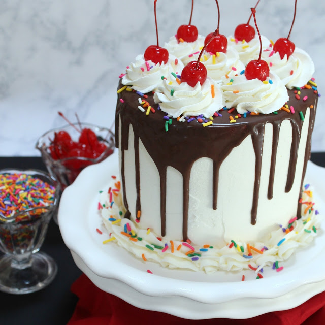 Banana Split Layer Cake from LoveandConfections.com