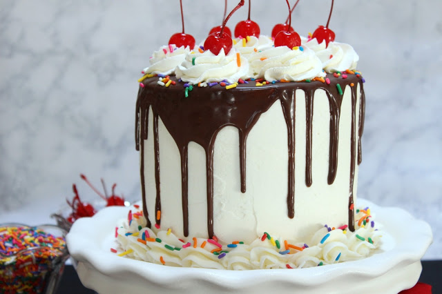 Banana Split Layer Cake from LoveandConfections.com