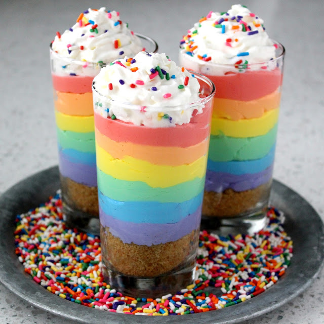 Rainbow No-Bake Cheesecake Parfaits from LoveandConfections.com