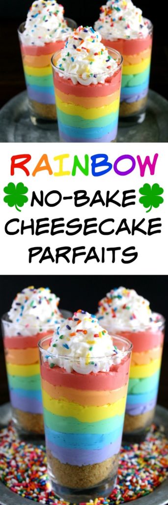 Rainbow No-Bake Cheesecake Parfaits from LoveandConfections.com