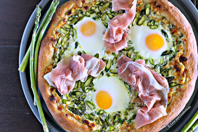 Asparagus, Egg & Prosciutto Brunch Pizza from LoveandConfections.com #BrunchWeek #sponsored