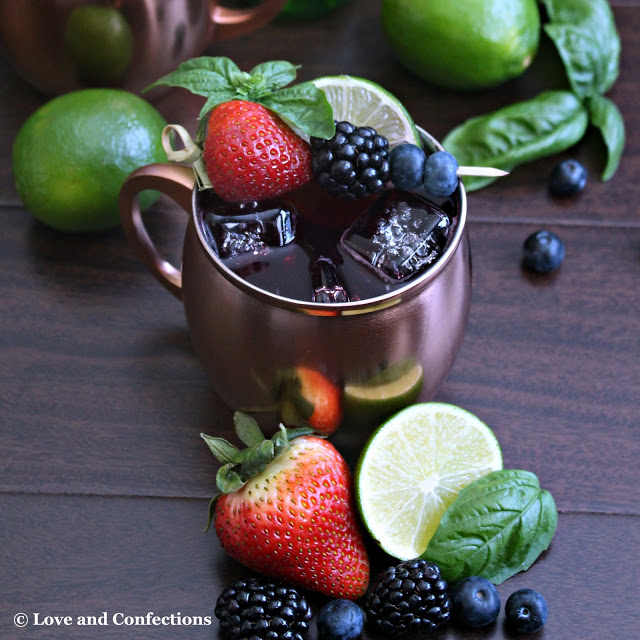 Very Berry Basil Moscow Mule from LoveandConfections.com #FWCon #BerryDelish