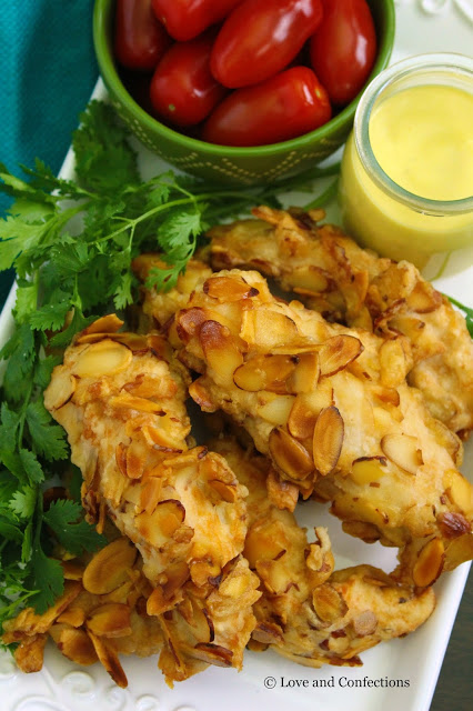 Almond Beer-Battered Chicken Fingers from LoveandConfections.com