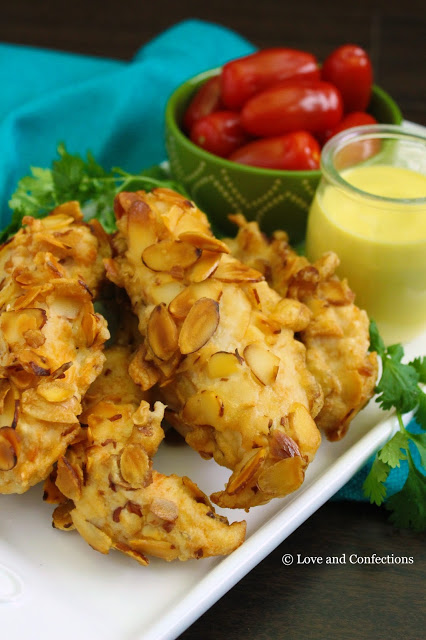 Almond Beer-Battered Chicken Fingers from LoveandConfections.com