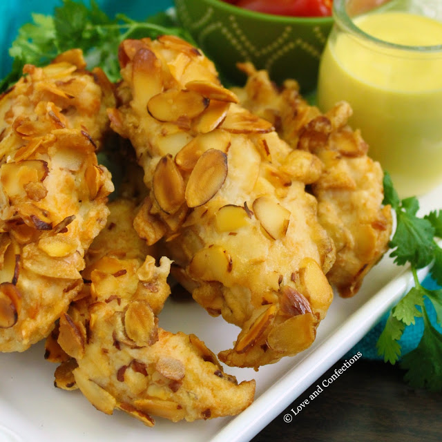 Almond Beer-Battered Chicken Fingers from LoveandConfections.com