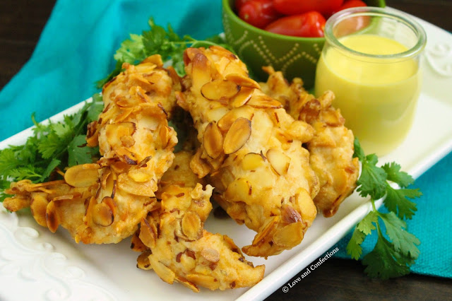 Almond Beer-Battered Chicken Fingers from LoveandConfections.com