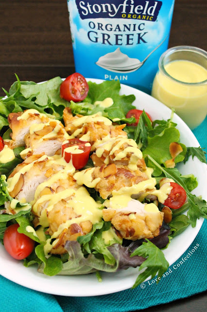 Almond Chicken Salad with Honey Mustard Yogurt Dressing from LoveandConfections.com #StonyfieldBlogger