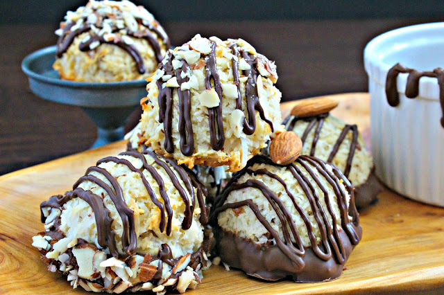 Almond Joy Coconut Macaroons from LoveandConfections.com