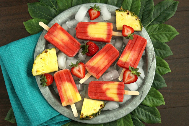 Pineapple Strawberry Swirl Fruit Pops from LoveandConfections.com