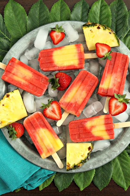 Pineapple Strawberry Swirl Fruit Pops from LoveandConfections.com