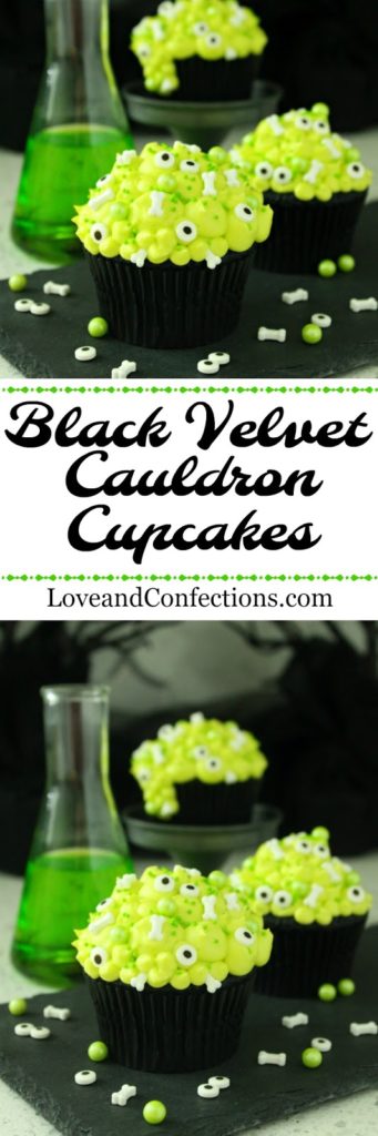 Black Velvet Cauldron Cupcakes from LoveandConfections.com